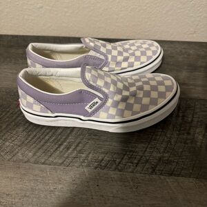 Vans Kids Size 2 Purple Checkerboard Slip On Sneakers